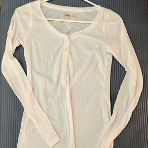 Hollister white Henley, Size S